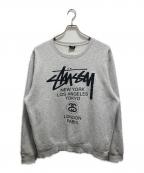 stussyステューシー）の古着「world tour print sweat」｜グレー