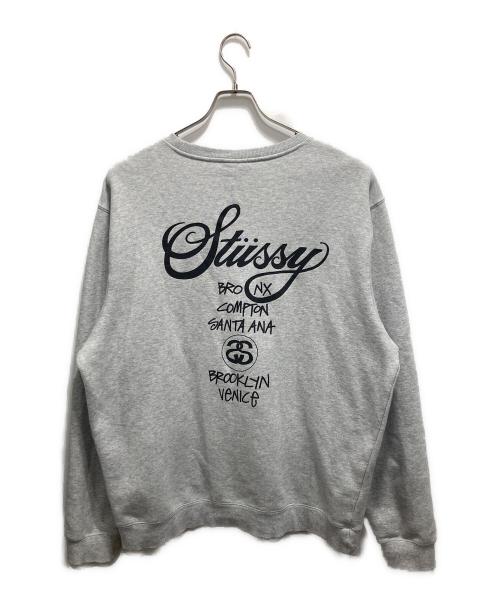 stussy（ステューシー）stussy (ステューシー) world tour print sweat グレー サイズ:XLの古着・服飾アイテム