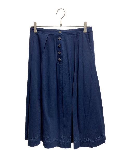 Mademoiselle NON NON（マドモアゼルノンノン）Mademoiselle NON NON (マドモアゼルノンノン) サイドボタンデニムプリーツスカート インディゴ サイズ:40 未使用品の古着・服飾アイテム