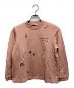 Mademoiselle NON NONマドモアゼルノンノン）の古着「クリア裏毛 飛び柄刺繍入りボトルネックプルオーバー」｜ピンク