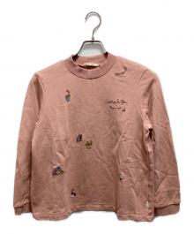 Mademoiselle NON NON（マドモアゼルノンノン）の古着「クリア裏毛 飛び柄刺繍入りボトルネックプルオーバー」｜ピンク