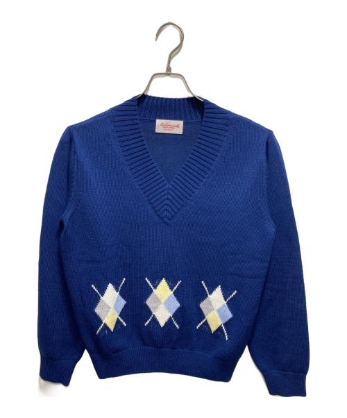 Mademoiselle NON NON（マドモアゼルノンノン）Mademoiselle NON NON (マドモアゼルノンノン) アーガイルVネックニット ネイビー サイズ:40の古着・服飾アイテム