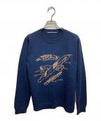 Mademoiselle NON NONマドモアゼルノンノン）の古着「グラフィックニット」｜ネイビー