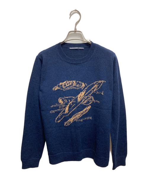 Mademoiselle NON NON（マドモアゼルノンノン）Mademoiselle NON NON (マドモアゼルノンノン) グラフィックニット ネイビー サイズ:Lの古着・服飾アイテム