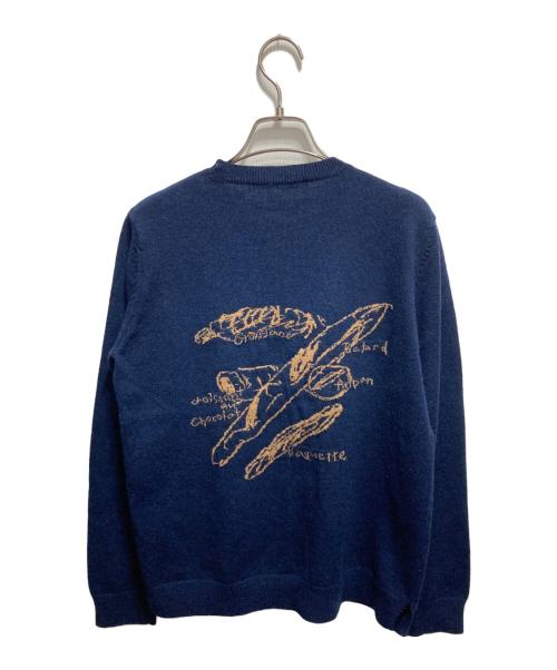 Mademoiselle NON NON（マドモアゼルノンノン）Mademoiselle NON NON (マドモアゼルノンノン) グラフィックニット ネイビー サイズ:Lの古着・服飾アイテム