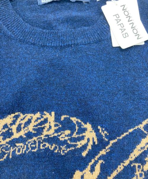 Mademoiselle NON NON（マドモアゼルノンノン）Mademoiselle NON NON (マドモアゼルノンノン) グラフィックニット ネイビー サイズ:Lの古着・服飾アイテム