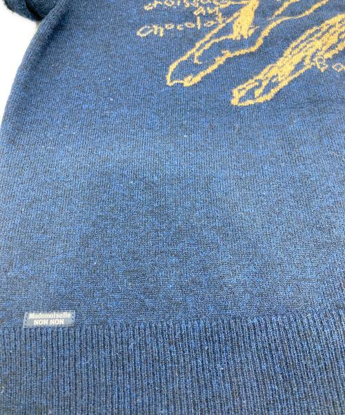 Mademoiselle NON NON（マドモアゼルノンノン）Mademoiselle NON NON (マドモアゼルノンノン) グラフィックニット ネイビー サイズ:Lの古着・服飾アイテム