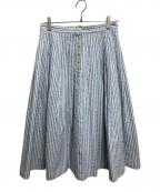 Mademoiselle NON NONマドモアゼルノンノン）の古着「シアサッカーストライプスカート」｜スカイブルー
