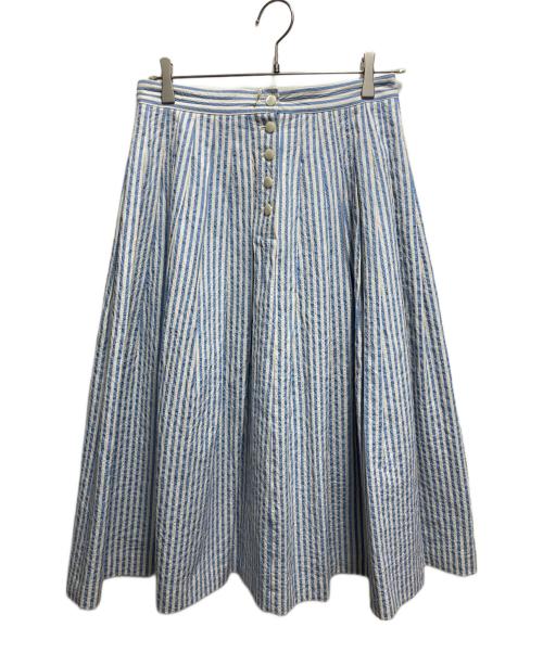 Mademoiselle NON NON（マドモアゼルノンノン）Mademoiselle NON NON (マドモアゼルノンノン) シアサッカーストライプスカート スカイブルー サイズ:40 未使用品の古着・服飾アイテム