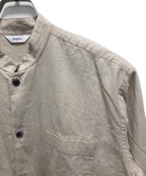 FUJITO（フジト）FUJITO (フジト) スタンドカラー シャツコート ベージュの古着・服飾アイテム