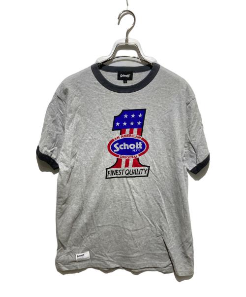 Schott（ショット）Schott (ショット) リンガーTシャツ 111周年記念モデル グレー サイズ:Ｌの古着・服飾アイテム