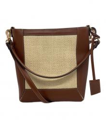 Gianni Notaro（ジャンニ ノターロ）の古着「Carol J. ラフィアコンビ 2way バッグ」｜ベージュ