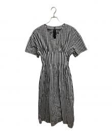 LE CIEL BLEU（ルシェルブルー）の古着「Gingham Check Round Form Dress」｜ブラック×ホワイト