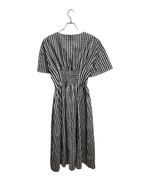 LE CIEL BLEU（ルシェルブルー）LE CIEL BLEU (ルシェルブルー) Gingham Check Round Form Dress ブラック×ホワイト サイズ:36の古着・服飾アイテム