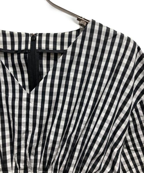 LE CIEL BLEU（ルシェルブルー）LE CIEL BLEU (ルシェルブルー) Gingham Check Round Form Dress ブラック×ホワイト サイズ:36の古着・服飾アイテム