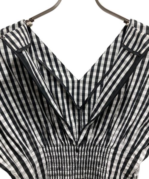 LE CIEL BLEU（ルシェルブルー）LE CIEL BLEU (ルシェルブルー) Gingham Check Round Form Dress ブラック×ホワイト サイズ:36の古着・服飾アイテム