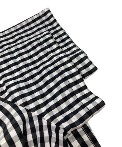 LE CIEL BLEU（ルシェルブルー）LE CIEL BLEU (ルシェルブルー) Gingham Check Round Form Dress ブラック×ホワイト サイズ:36の古着・服飾アイテム