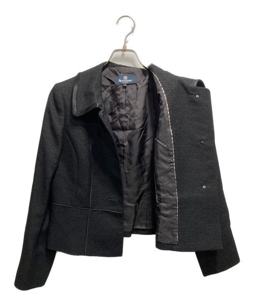 Aquascutum（アクアスキュータム）Aquascutum (アクアスキュータム) ボタンデザインテーラードジャケットセットアップ ブラック サイズ:11の古着・服飾アイテム