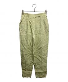 ebure（エブール）の古着「リネンセンタープレスパンツ」｜ライム