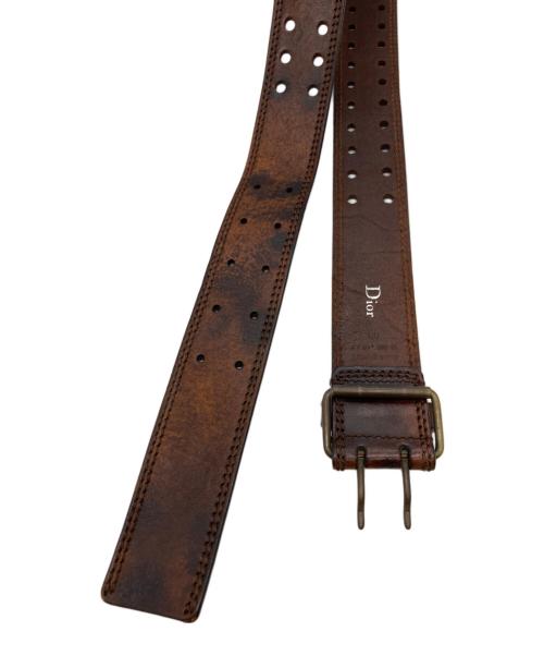 DIOR HOMME（ディオール オム）DIOR HOMME (ディオール オム) ダブルピンレザーベルト ブラウンの古着・服飾アイテム