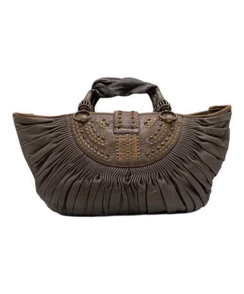 Christian Dior（クリスチャン ディオール）Christian Dior (クリスチャン ディオール) 裏地トロッターギャザレザートートバッグ ブラウンの古着・服飾アイテム