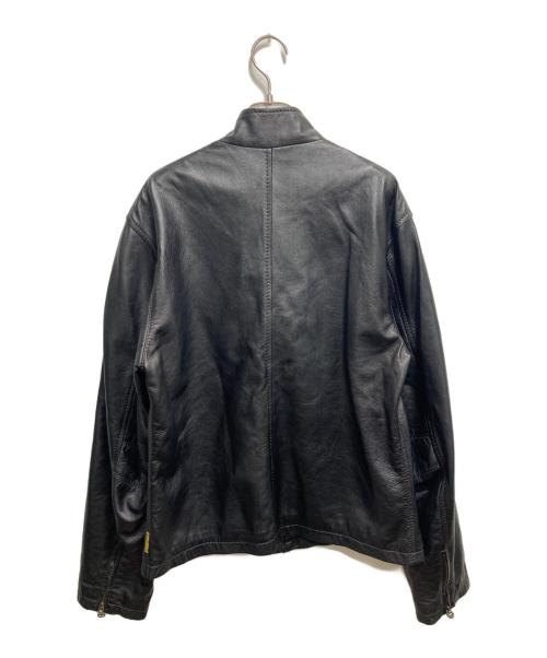 ARMANI JEANS（アルマーニジーンズ）ARMANI JEANS (アルマーニジーンズ) スタンドカラージップアップレザージャケット ブラック サイズ:40の古着・服飾アイテム