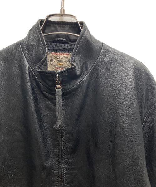 ARMANI JEANS（アルマーニジーンズ）ARMANI JEANS (アルマーニジーンズ) スタンドカラージップアップレザージャケット ブラック サイズ:40の古着・服飾アイテム