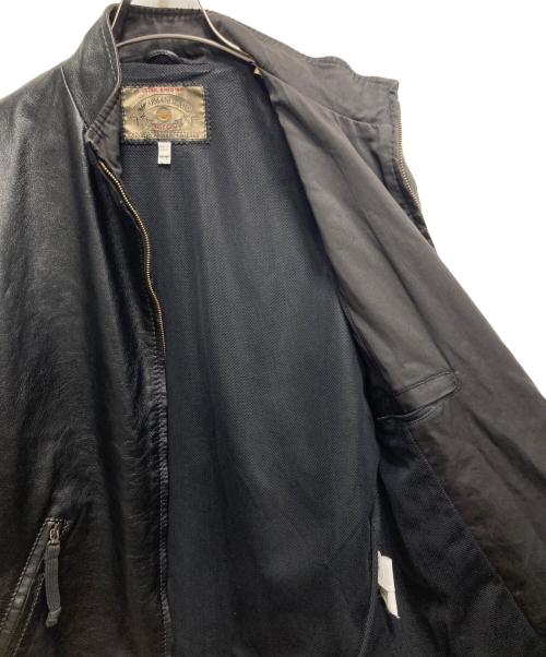 ARMANI JEANS（アルマーニジーンズ）ARMANI JEANS (アルマーニジーンズ) スタンドカラージップアップレザージャケット ブラック サイズ:40の古着・服飾アイテム