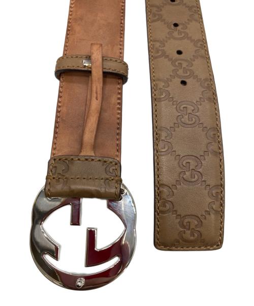 GUCCI（グッチ）GUCCI (グッチ) インターロッキングG バックル GG ベルト ブラウンの古着・服飾アイテム