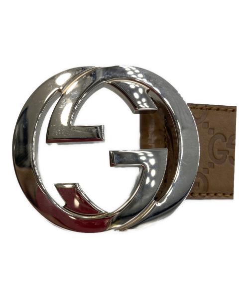 GUCCI（グッチ）GUCCI (グッチ) インターロッキングG バックル GG ベルト ブラウンの古着・服飾アイテム