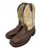 JUSTINジャスティン）の古着「ウェスタンブーツ」｜アイボリー×ブラウン