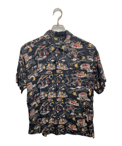 Paris Saint-Germain（パリサンジェルマン）Paris Saint-Germain (パリサンジェルマン) EDIFICE (エディフィス) 別注 アロハシャツ パリ・サンジェルマン ブラック サイズ:Mの古着・服飾アイテム