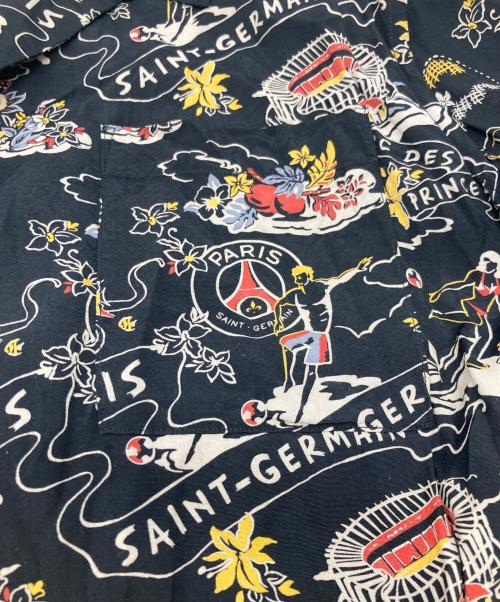 Paris Saint-Germain（パリサンジェルマン）Paris Saint-Germain (パリサンジェルマン) EDIFICE (エディフィス) 別注 アロハシャツ パリ・サンジェルマン ブラック サイズ:Mの古着・服飾アイテム