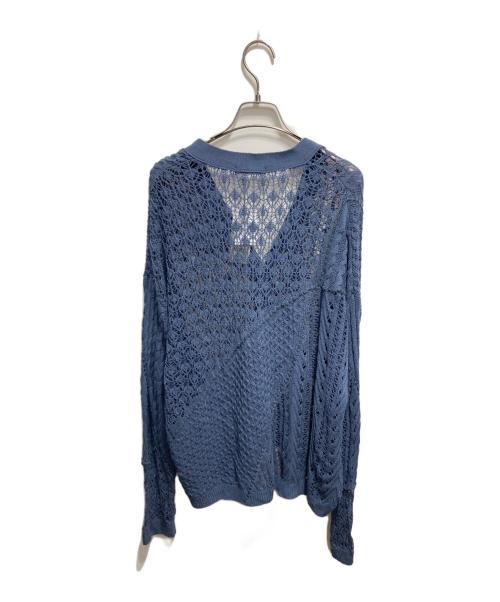 HARE（ハレ）HARE (ハレ) ランダムステッチスカシアミカーディガン ブルー サイズ:FREE 未使用品の古着・服飾アイテム