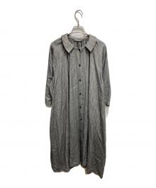 Atelier d'antan（アトリエダンタン）の古着「コットンギャザーシャツワンピース」｜グレー