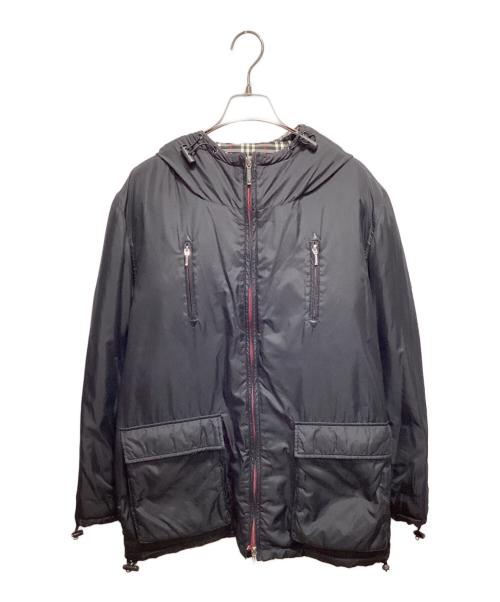 BURBERRY BLACK LABEL（バーバリーブラックレーベル）BURBERRY BLACK LABEL (バーバリーブラックレーベル) フードノバチェックダウンコート ブラック サイズ:Ⅼの古着・服飾アイテム