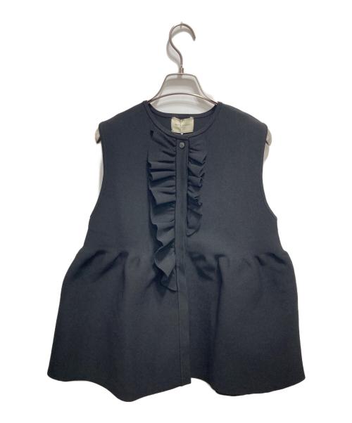 UNITED ARROWS TOKYO（ユナイテッドアローズトウキョウ）UNITED ARROWS TOKYO (ユナイテッドアローズトウキョウ) ペプラム フリルスリーブ ニットベスト ブラック サイズ:FREE 未使用品の古着・服飾アイテム