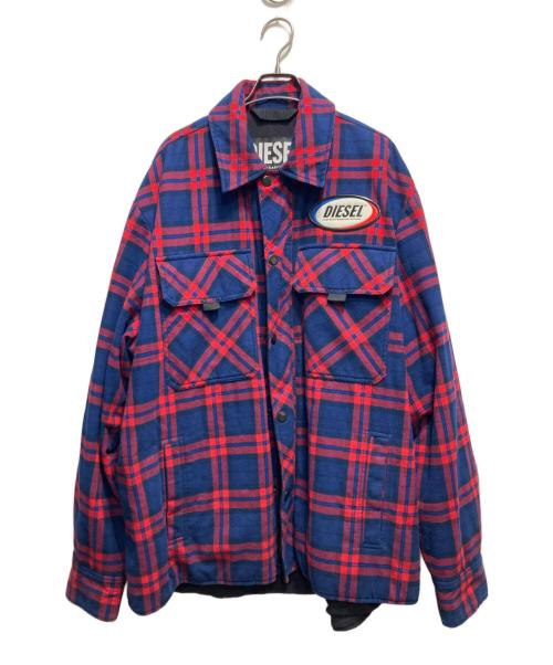 DIESEL（ディーゼル）DIESEL (ディーゼル) -TANIFER チェック オーバーシャツジャケット ネイビー サイズ:XLの古着・服飾アイテム