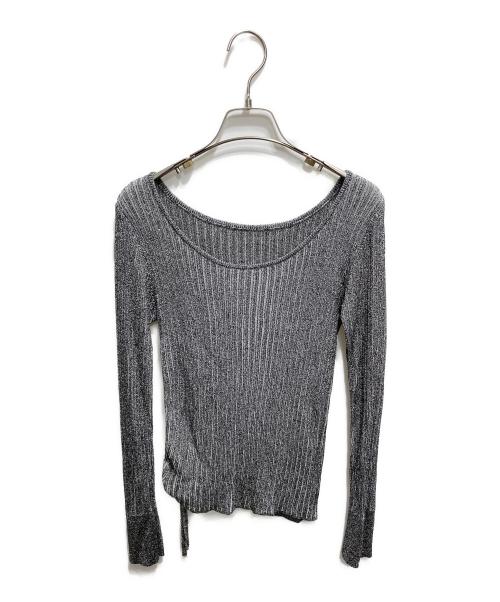 Diagram GRACE CONTINENTAL（ダイアグラム グレースコンチネンタル）Diagram GRACE CONTINENTAL (ダイアグラム グレースコンチネンタル) ラメリブクルーネックトップ グレー サイズ:36の古着・服飾アイテム