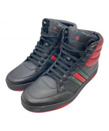 GUCCI（グッチ）の古着「レザーハイカットスニーカー」｜ブラック