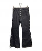 SHIKITARIシキタリ）の古着「Side snap bell-bottom denim」｜ブラック