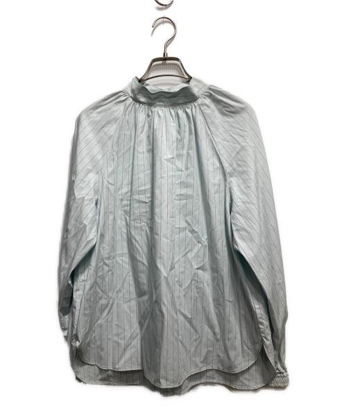 MACKINTOSH PHILOSOPHY（マッキントッシュ フィロソフィー）MACKINTOSH PHILOSOPHY (マッキントッシュ フィロソフィー) GREY LABEL ギャザースタンドブラウス ブルー サイズ:Ⅿの古着・服飾アイテム