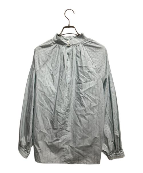 MACKINTOSH PHILOSOPHY（マッキントッシュ フィロソフィー）MACKINTOSH PHILOSOPHY (マッキントッシュ フィロソフィー) GREY LABEL ギャザースタンドブラウス ブルー サイズ:Ⅿの古着・服飾アイテム