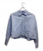La boutique BonBonラブティックボンボン）の古着「ストライプクロップドシャツ」｜ホワイト×ブルー