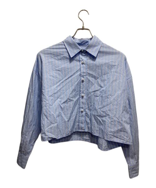 La boutique BonBon（ラブティックボンボン）La boutique BonBon (ラブティックボンボン) ストライプクロップドシャツ ホワイト×ブルー サイズ:FREEの古着・服飾アイテム