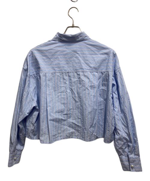 La boutique BonBon（ラブティックボンボン）La boutique BonBon (ラブティックボンボン) ストライプクロップドシャツ ホワイト×ブルー サイズ:FREEの古着・服飾アイテム