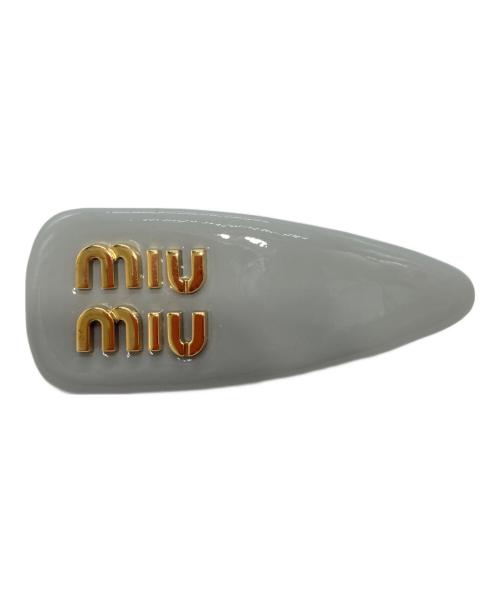 MIU MIU（ミュウミュウ）MIU MIU (ミュウミュウ) バレッタゴールドロゴヘアクリップ ブルーの古着・服飾アイテム