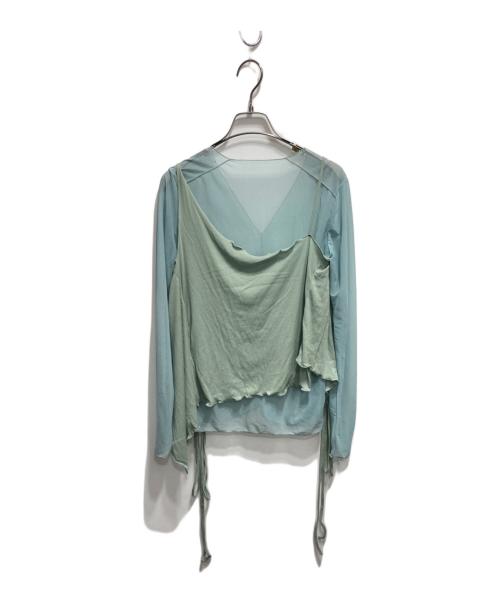 PUBLIC TOKYO（パブリックトウキョウ）PUBLIC TOKYO (パブリックトウキョウ) シースルーレイヤード 2wayラップ グリーン サイズ:ＦＲＥＥ 未使用品の古着・服飾アイテム