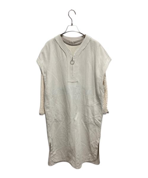PUBLIC TOKYO（パブリックトウキョウ）PUBLIC TOKYO (パブリックトウキョウ) メッシュトップスレイヤードワンピース ベージュ サイズ:FREEの古着・服飾アイテム