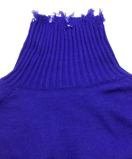 syte yohji yamamoto（サイト ヨウジヤマモト）syte yohji yamamoto (サイト ヨウジヤマモト) 7G BULKY WOOL DAMAGE TURTLE PULLOVER ブルー サイズ:3の古着・服飾アイテム